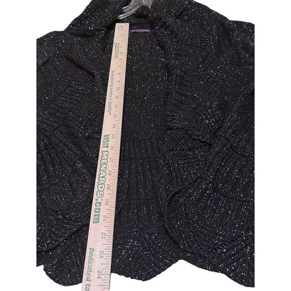 Beverly Drive Women’s Size L Open Cardigan Sweater Ruffled Scalloped Bling - Picture 4 of 12